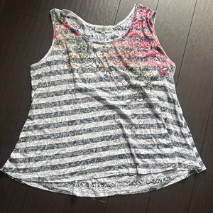 Striped and Floral Women's Tank Top